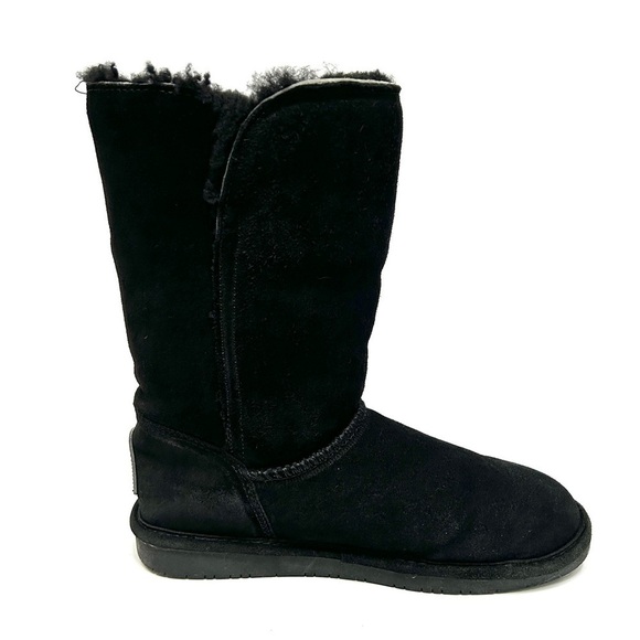 BearPaw Suede Black Sheepskin Wool Toggle Boots 917W-Jade, Size 8 - Picture 4 of 16